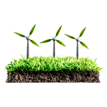Green Energy Concept with Wind Turbines and Grass Landscape png