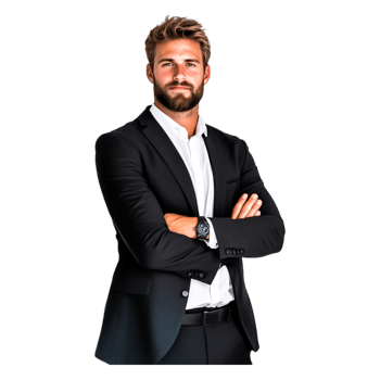 Confident Businessman in Modern Suit Standing with Arms Crossed Pose png