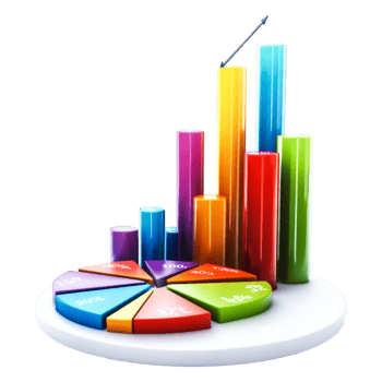 Colorful Bar and Pie Chart Representation of Business Data Analysis png
