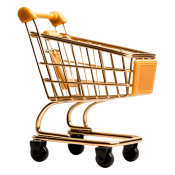 Bright Yellow Shopping Cart Isolated on png