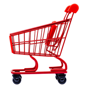 Bright Red Shopping Cart Side View on png