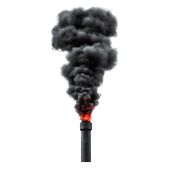 Dark Smoke Emanating from Industrial Chimney with Fiery Emission png