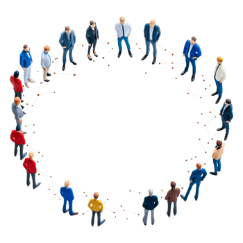 Diverse Group of People Standing in Circle Engaging in Discussion png