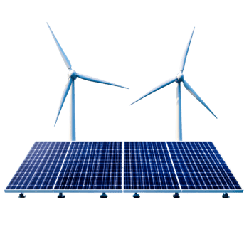 Renewable Energy Sources Featuring Wind Turbines and Solar Panels png