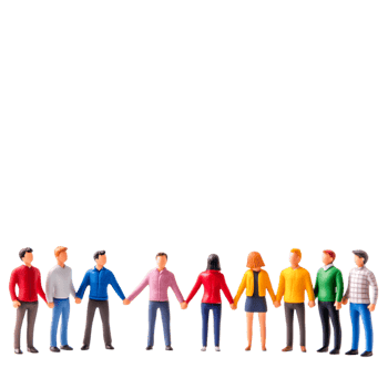 Diverse Group of Miniature People Holding Hands in Unity Concept png