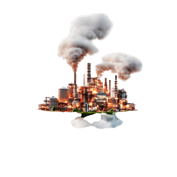 Futuristic Cityscape with Clouds and Lights at Night png