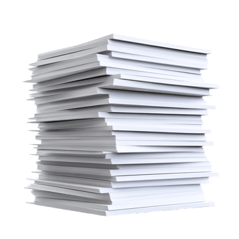 Pile of Unused Blank Paper Sheets Stacked Neatly on a Tabletop png