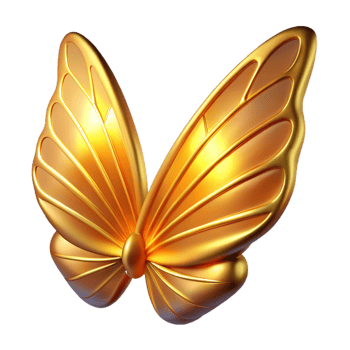 magnificent artistic Golden Butterfly 3D Illustration high quality png