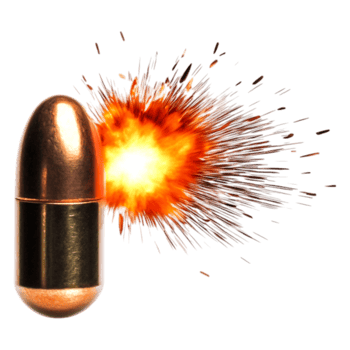Bullet with Explosion Effect Isolated on Black Background png