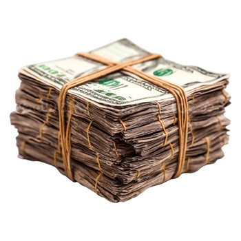 Fresh Stacks of Cash Bundled with Rubber Bands for Financial Use png