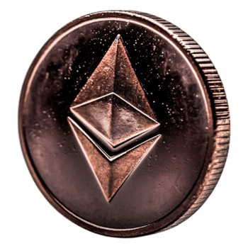 Detailed Macro Shot of a Metallic Ethereum Coin for Cryptocurrency Use png