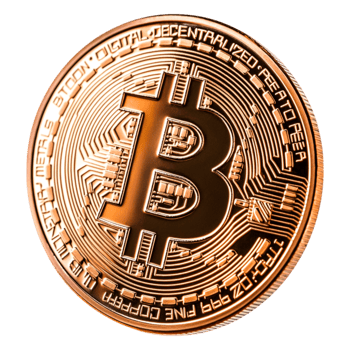 Detailed closeup of Bitcoin Coin png