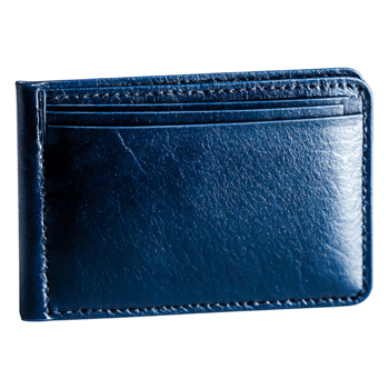 Elegant Dark Blue Leather Wallet with Card Slots and Texture png