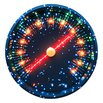 Colorful Speedometer with Bright Lights and Dynamic Background Effects png