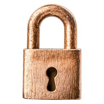 Vintage Copper Padlock Isolated on for Security png
