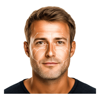 Detailed Facial Analysis Diagram with Male Subject for Research png