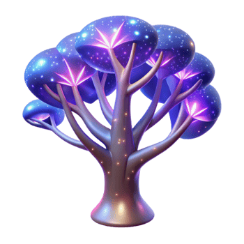dramatic classic Glowing 3D Tree Illustration premium png