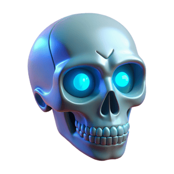 serene artistic Glowing 3D Skull Illustration original png