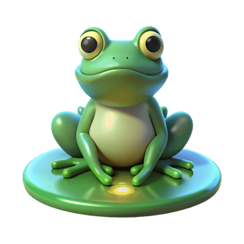 vibrant abstract Cute Cartoon Frog 3D Render premium png