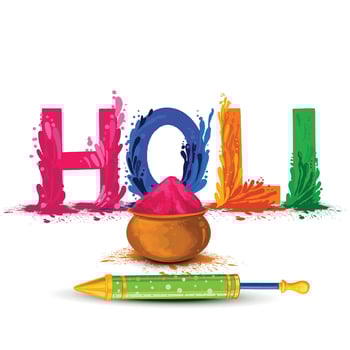 Indian festival happy holi with color pot background vector