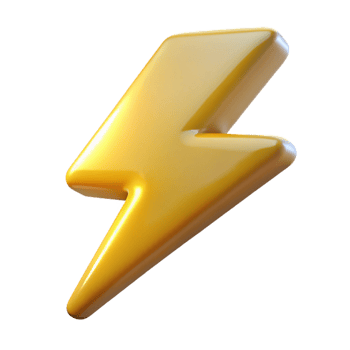impressive traditional Golden Lightning Bolt 3D Render original png