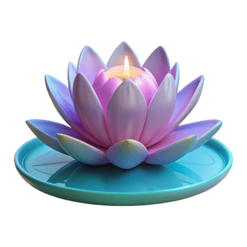 3D Lotus Candle Illustration png