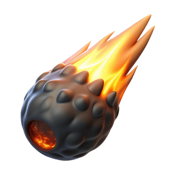 Fiery Meteoroid 3D Render png