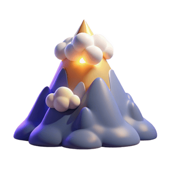 stunning rustic 3D Cartoon Mountain Illustration high resolution png