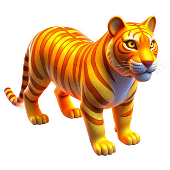 serene vintage 3D Cartoon Tiger Illustration genuine png