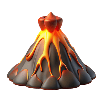 serene creative Cartoon Volcano 3D Render professional png