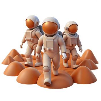 beautiful rustic 3D Astronauts on Alien Planet Illustration 4K png
