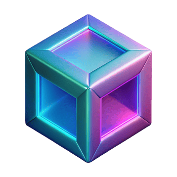 serene classic Neon Cube 3D Render authentic png