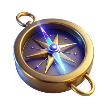 impressive minimalist 3D Golden Compass Illustration premium png