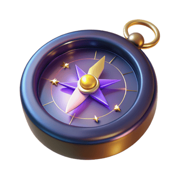 3D Render of a Compass Illustration png