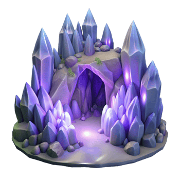 extraordinary abstract Glowing Crystal Cave 3D Render detailed png
