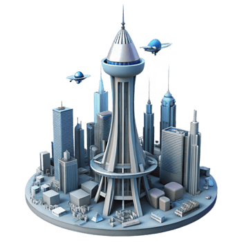 beautiful modern Futuristic Cityscape 3D Illustration 4K png