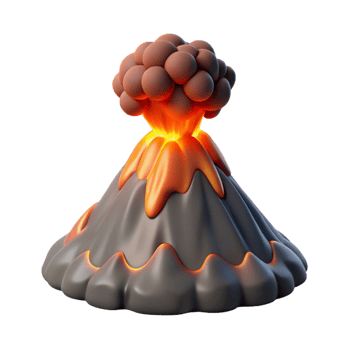 impressive abstract Cartoon Volcano Eruption 3D Render genuine png