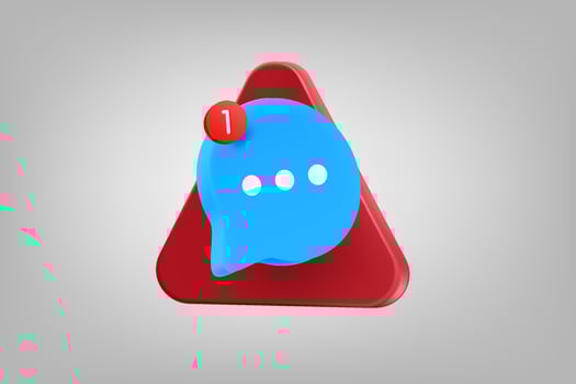 Red triangle with speech bubble. 3d application icon vector