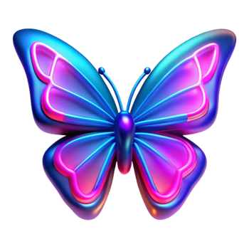 extraordinary minimalist Neon Butterfly 3D Render professional png