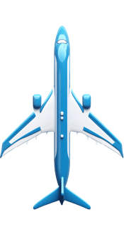 Blue and White Airplane Overhead View png