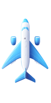 Blue and White Airplane Overhead View on Transparent Background png