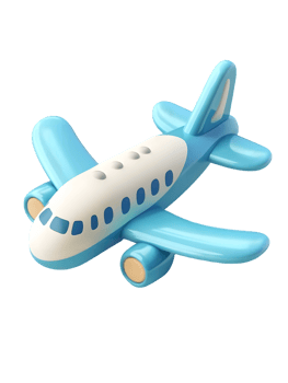Airplane Light Blue and White 3D Render png