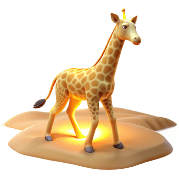 impressive creative Cute 3D Giraffe Illustration on Sandy Ground exclusive png