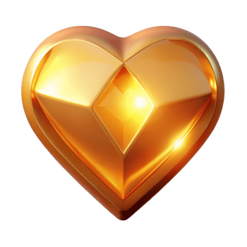 Golden Heart A 3D Render of a Geometric Heart Shape png