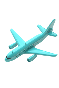 Light Blue Airplane with Transparent Background png