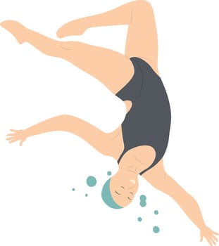 Swimming Woman Illustration in Cartoon Design vector