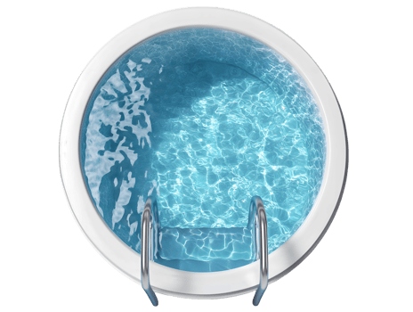 Overhead View of a Round Hot Tub Filled with Sparkling Blue Water png