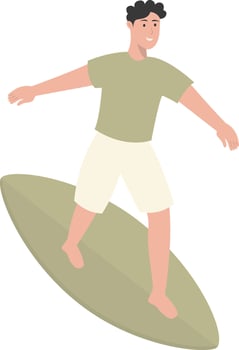 Illustration of People Surfing Activities with Cartoon Style vector