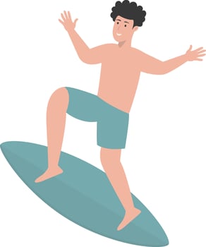 Illustration of People Surfing Activities in Cartoon Style vector