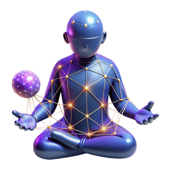 3D Render of a Robot in Lotus Position png